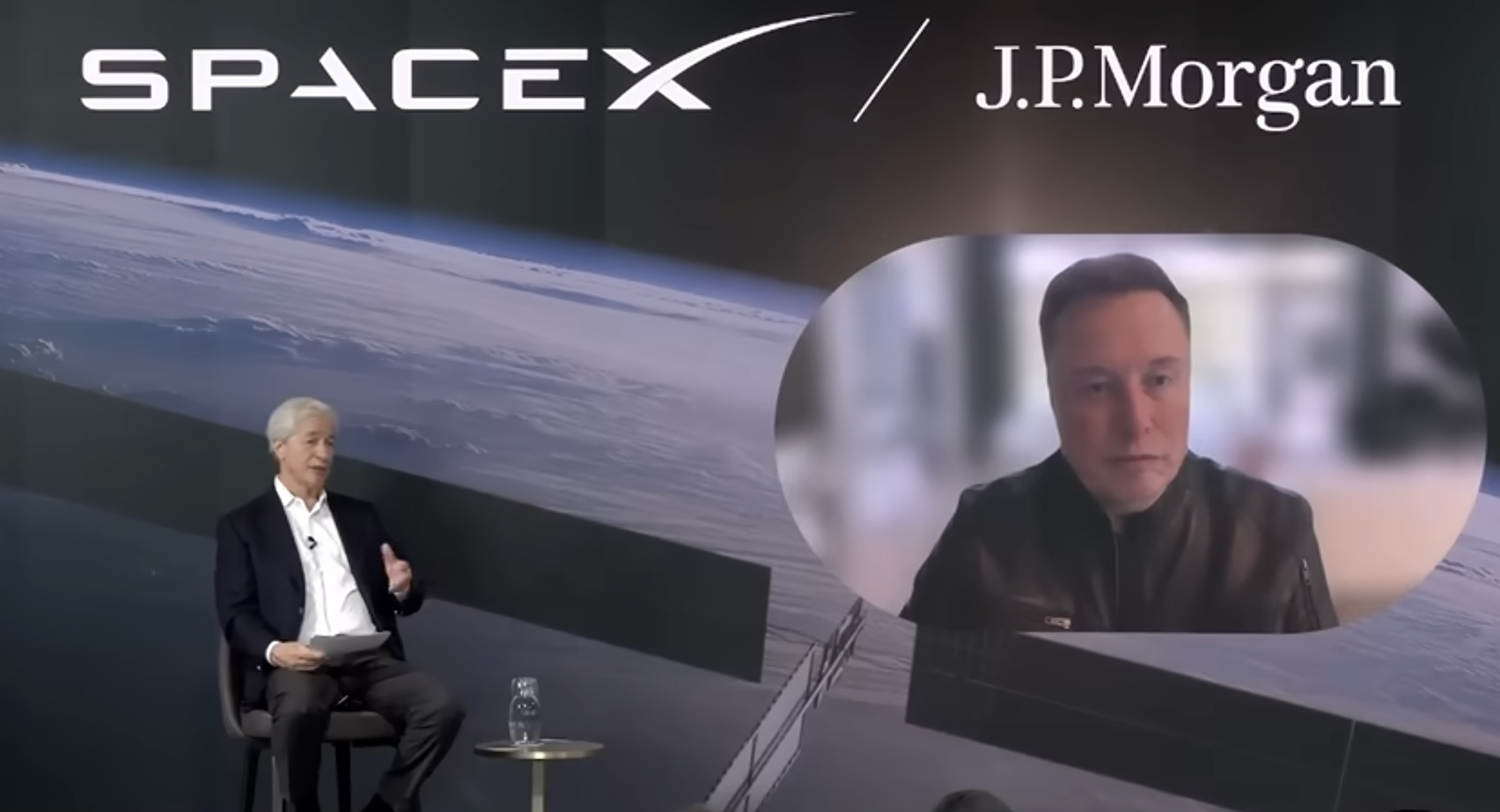 Elon Musk and Jamie Dimon at a JP Morgan investor event